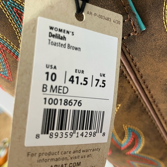 Ariat Women’s Western Boots, “Delilah”, Size 10B Medium, Toasted Brown, NWT - Picture 5 of 6